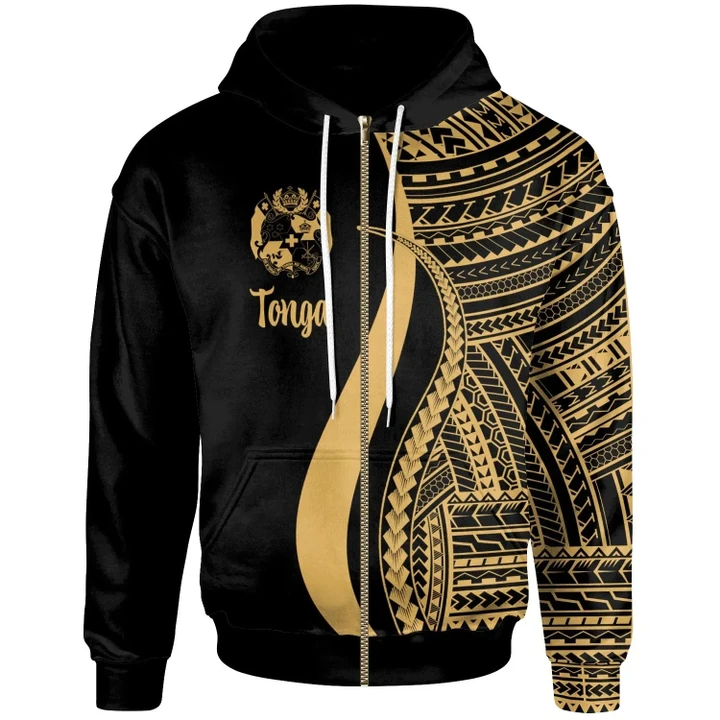 Alohawaii Clothing, Zip Hoodie Tonga Gold, Tentacle Tribal Pattern | Alohawaii.co