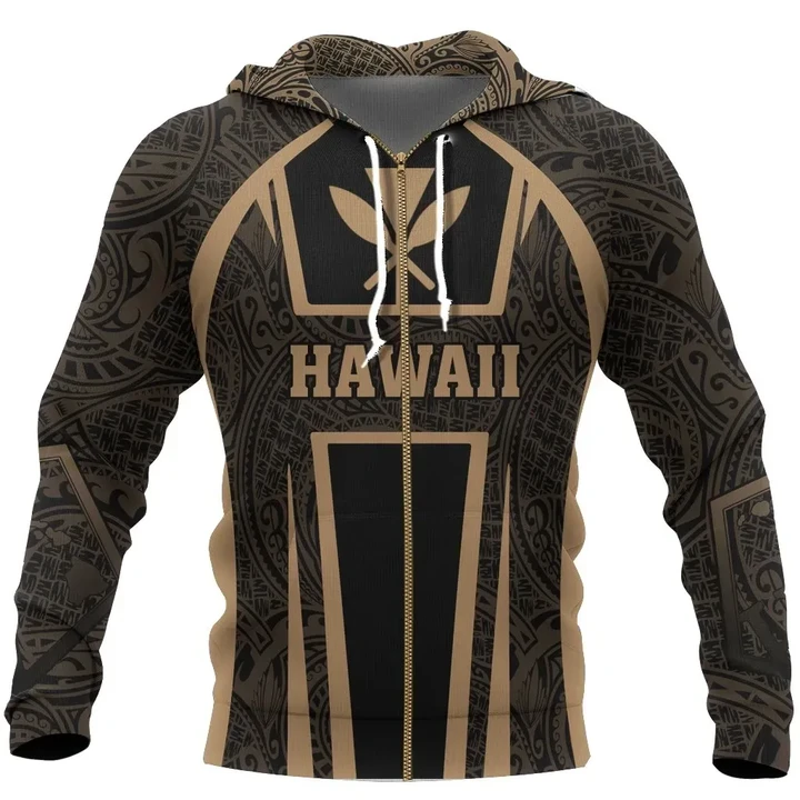 Alohawaii Clothing, Zip Hoodie Hawaiian Kanaka Maoli Sport Style Gold Version | Alohawaii.co