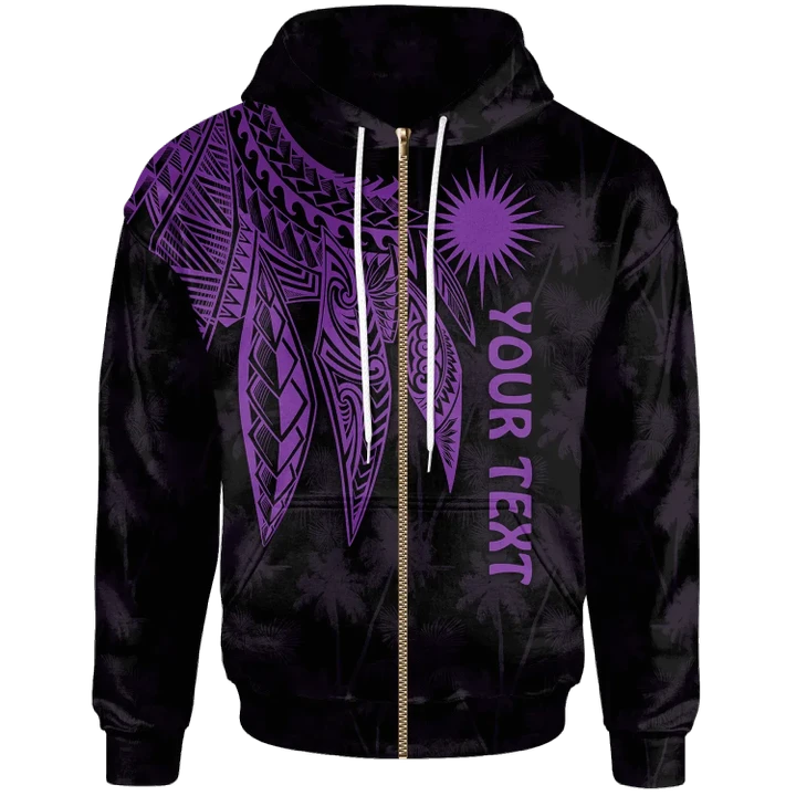 Alohawaii Clothing, Zip Hoodie Marshall Islands Personalised, Polynesian Wings (Purple) | Alohawaii.co