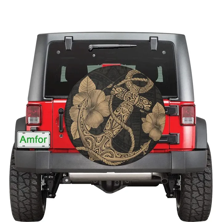 Anchor Poly Tribal Gold Spare Tire Cover | alohawaii.co