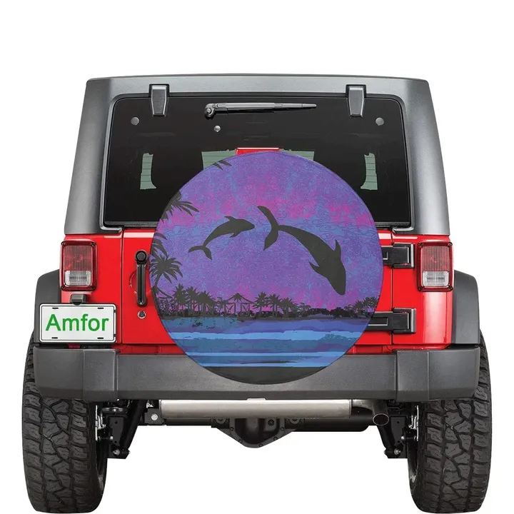 Dolphin Dance In Night Spare Tire Cover | alohawaii.co