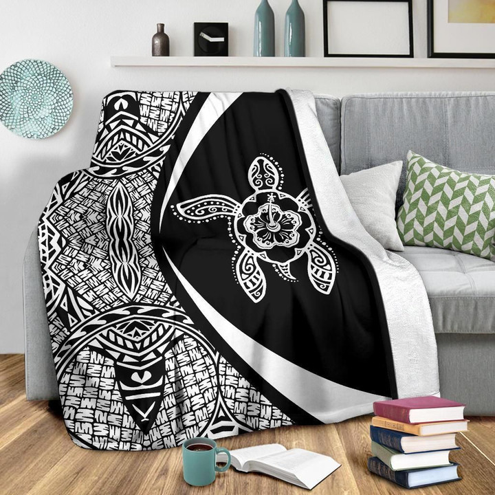 Alohawaii Blanket - Hawaiian Tribal Polynesian Bedding Set Premium Blanket Circle Style White | Alohawaii.co