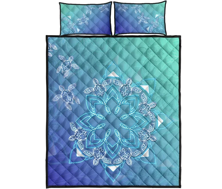 Alohawaii Quilt Bed Set - Flower Turtle Quilt Bed Set