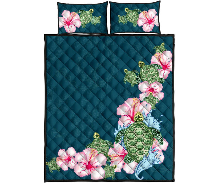 Alohawaii Quilt Bed Set - Hibiscus Turtle Dance Quilt Bed Set