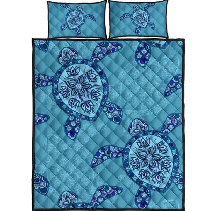Alohawaii Quilt Bed Set - Blue Turtle Quilt Bed Set