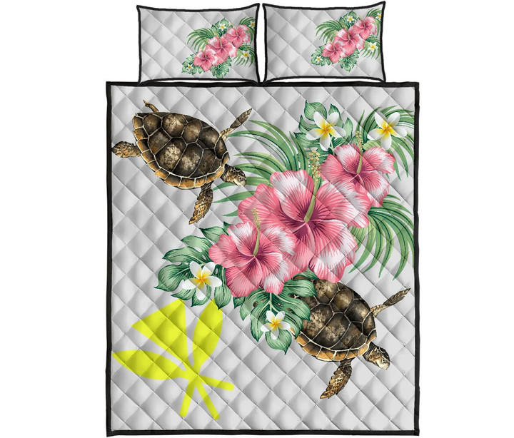 Alohawaii Quilt Bed Set - Hawaii Turtle Hibiscus Kanaka - Quilt Bed Set