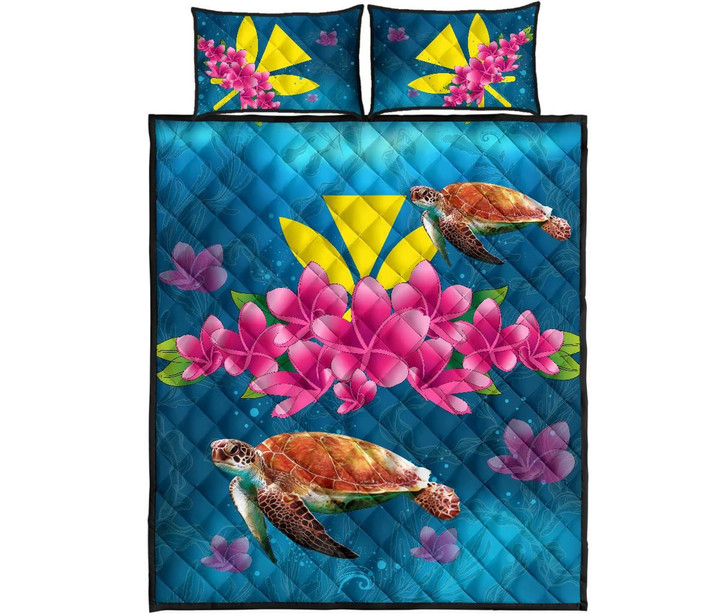 Alohawaii Quilt Bed Set - Hawaii Plumeria Kanaka Turtle Sea Quilt Bed Set