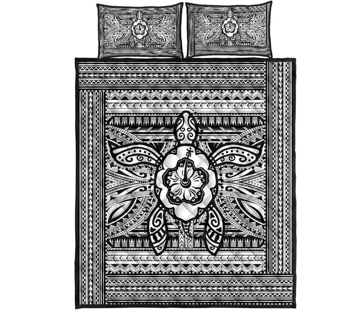Alohawaii Quilt Bed Set - Hawaii Polyensian Turtle Quilt Bed Set White
