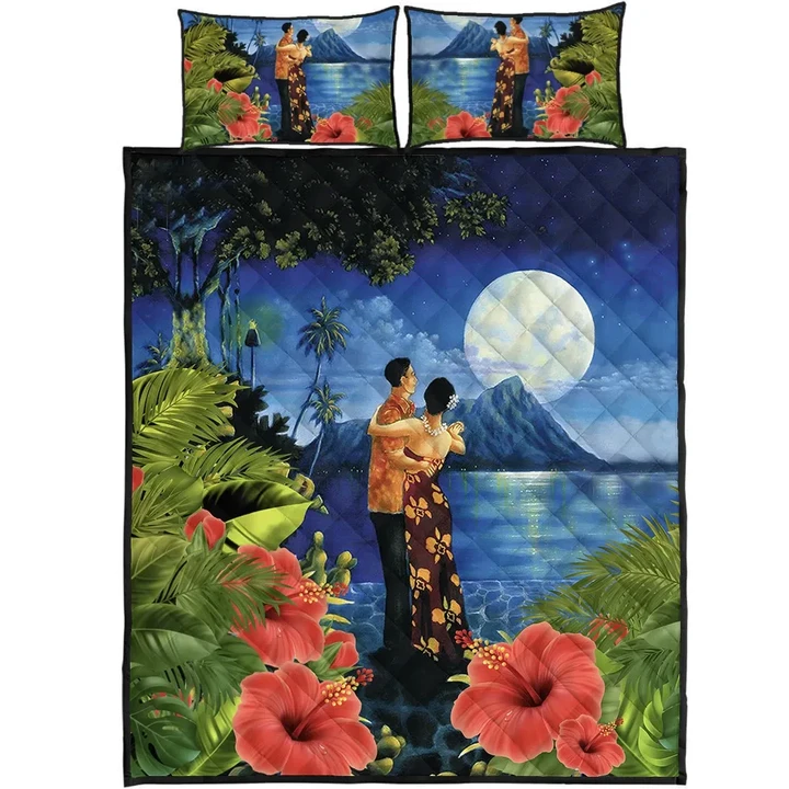 Alohawaii Quilt Bed Set - Hawaiian Lover - Couple Dancing Quilt Bed Set