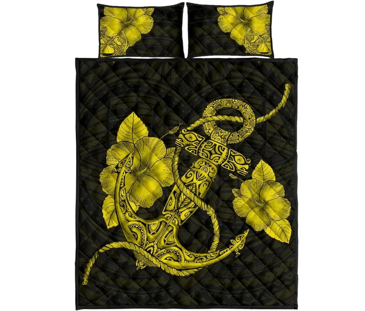 Alohawaii Quilt Bed Set - Anchor Poly Tribal Quilt Bed Set Yellow