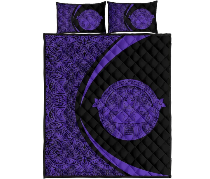 Alohawaii Quilt Bed Set - Hawaii Polynesian Pele Kanaka Quilt Bed Set Circle Style Purple