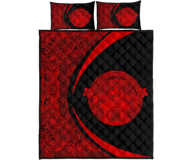 Alohawaii Quilt Bed Set - Hawaii Polynesian Pele Kanaka Quilt Bed Set Circle Style Red
