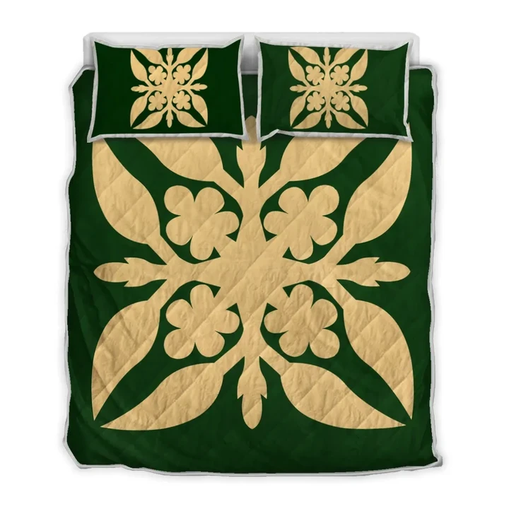 Alohawaii Quilt Bed Set - Hawaiian Royal Pattern Quilt Bed Set - Green - G1 Style