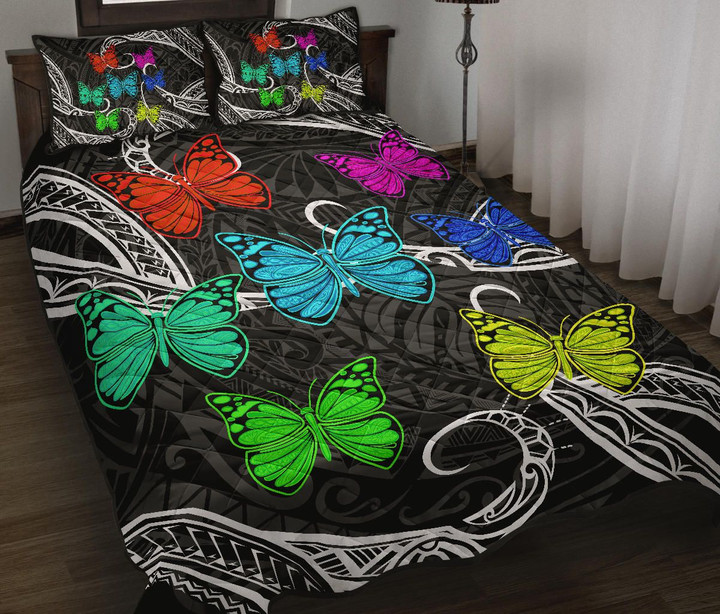 Alohawaii Quilt Bed Set - Hawaii Polynesian Butterflies Quilt Bed Set