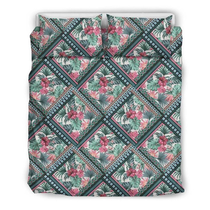Alohawaii Bedding Set - Cover and Pillow Cases Hawaiian Hibiscus Exotic Tropical Flowers In Pastel Colors Polynesian | Alohawaii.co