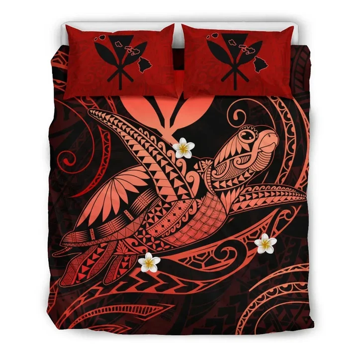 Alohawaii Home Set - Hawaii Turtle Polyensian Bedding Set - Nane Style Red - AH - J4