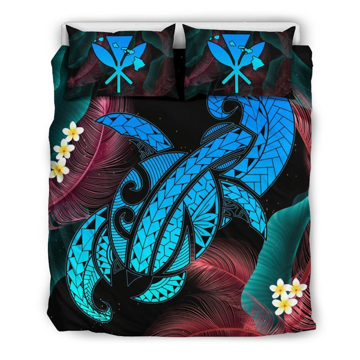 Alohawaii Home Set - Hawaii Turtle Polynesian Tropical Bedding Set - Ghia Style Turquoise - AH - J4