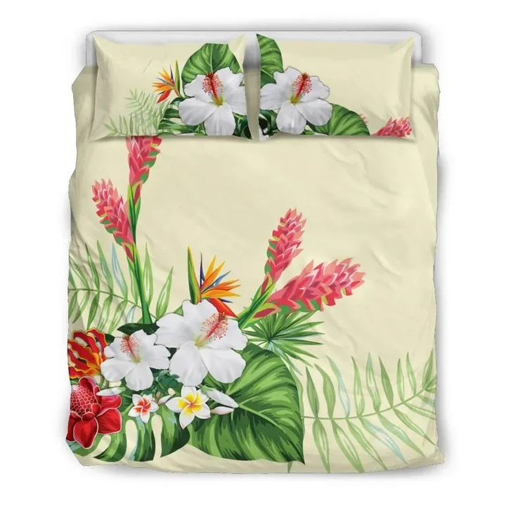 Alohawaii Home Set - Hawaiian Tropical Hibiscus Strelitzia Monstera Polynesian Bedding Set - AH - J1