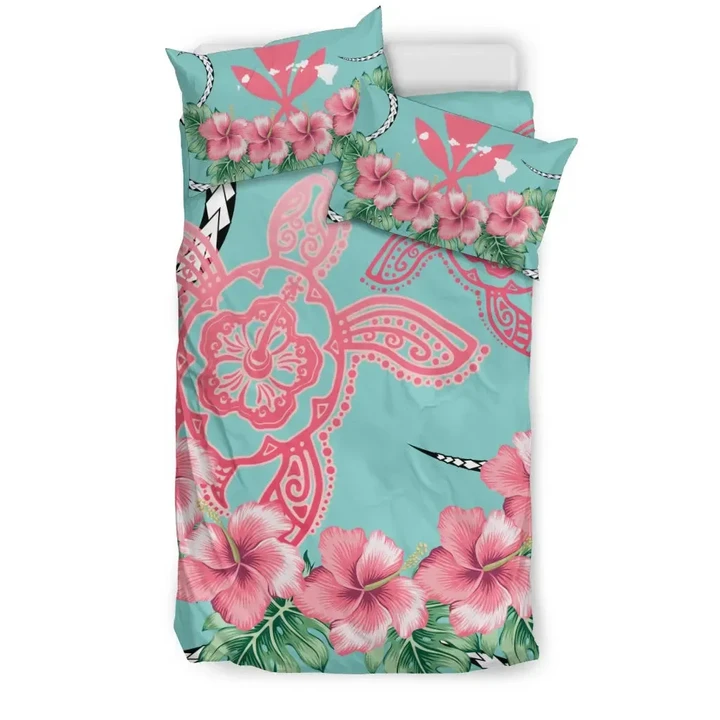 Hawaii Tropical Hibiscus Turtle Mint Style - Bedding Set AH J2 - Alohawaii