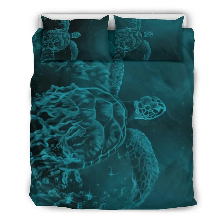 Alohawaii Home Set - Hawaii Sea Turtle Water Color Travel Galaxy Bedding Set - AH - Blue - J5