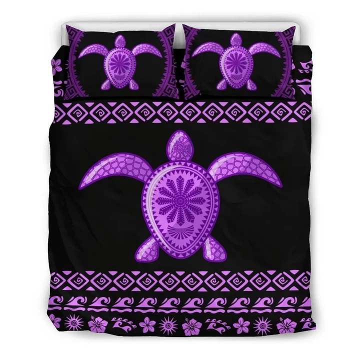 Alohawaii Home Set - Hawaiian Hibiscus Turtle Polynesian  Bedding Sets - Purple Version - AH - J1