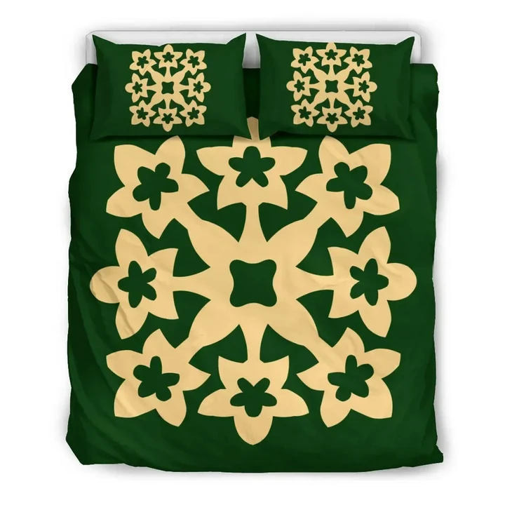 Alohawaii Home Set - Hawaiian Bedding Set Royal Pattern - Green - A1 Style - AH - J2