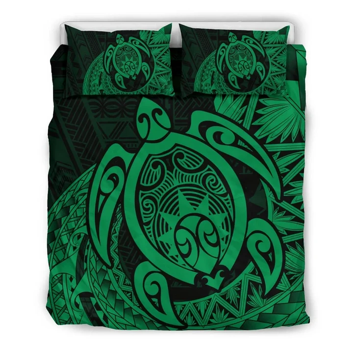 Alohawaii Home Set - Hawaii Polynesian Turtle Bedding Set - Daria Style Green - AH - J4