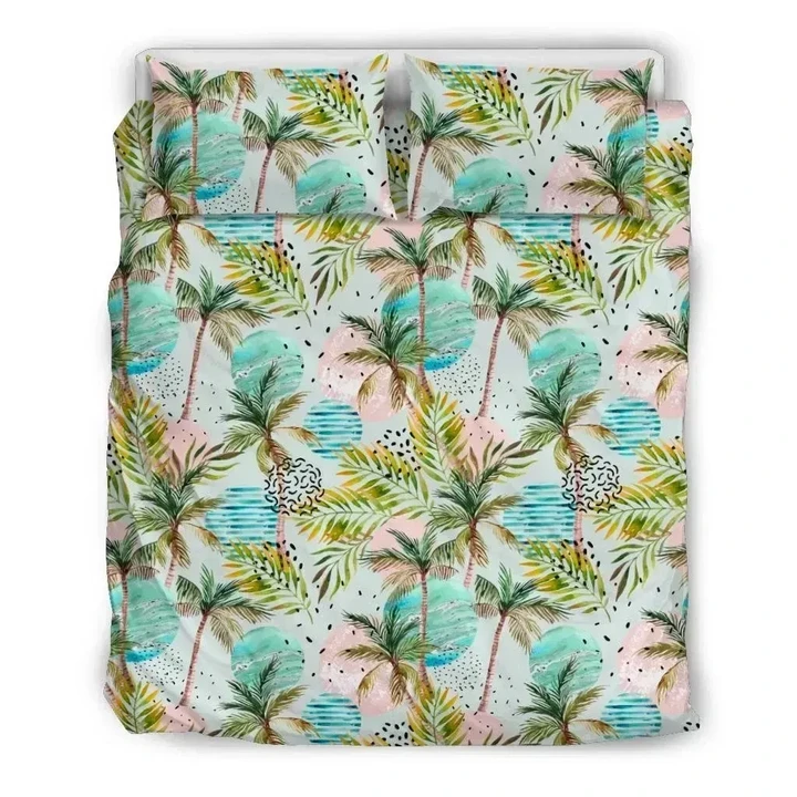 Alohawaii Bedding Set - Cover and Pillow Cases Hawaiian Tropical Watercolor Palm Tree Leaf Polynesian | Alohawaii.co