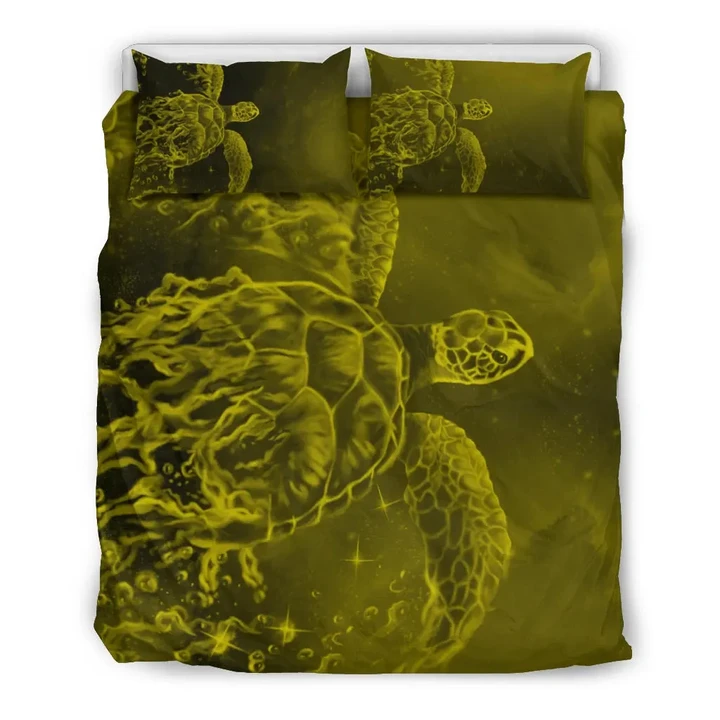 Alohawaii Home Set - Hawaii Sea Turtle Water Color Travel Galaxy Bedding Set - AH - Yellow - J5