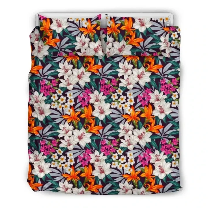 Alohawaii Bedding Set - Cover and Pillow Cases Hawaiian  Exotic Pattern With Tropical Leaves Flowers Seamless Polynesian | Alohawaii.co