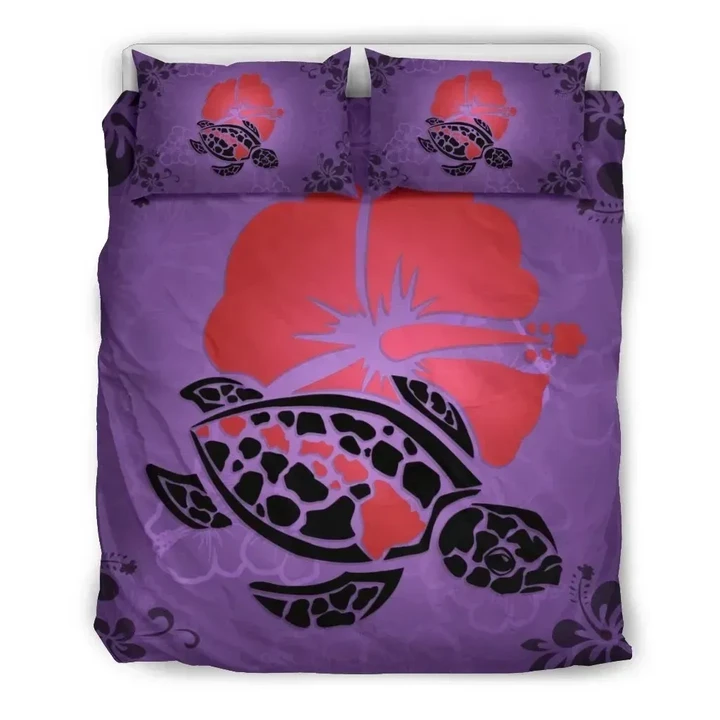 Alohawaii Bedding Set - Cover and Pillow Cases Hawaiian Hibiscus Turtle Polynesian | Alohawaii.co