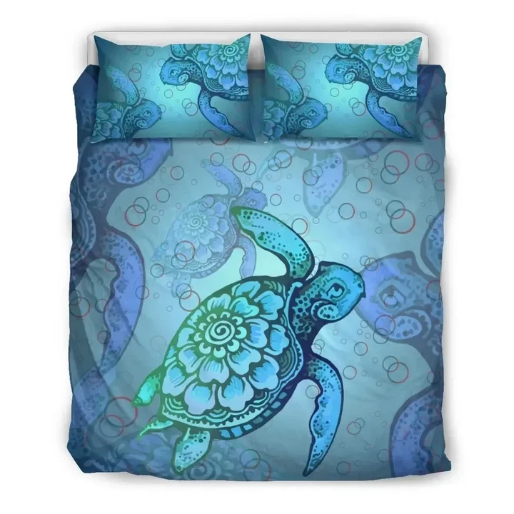 Alohawaii Bedding Set - Cover and Pillow Cases Hawaiian Turtle In The Sea Bubble Polynesian | Alohawaii.co