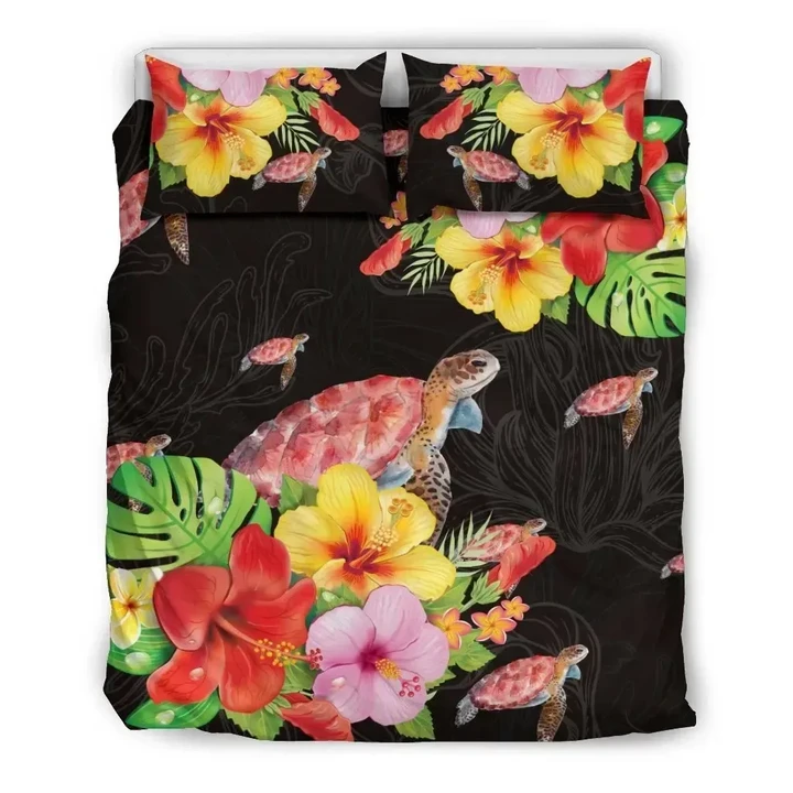 Alohawaii Bedding Set - Cover and Pillow Cases Hawaiian Beautiful Hibiscus And Turtle Polynesian | Alohawaii.co