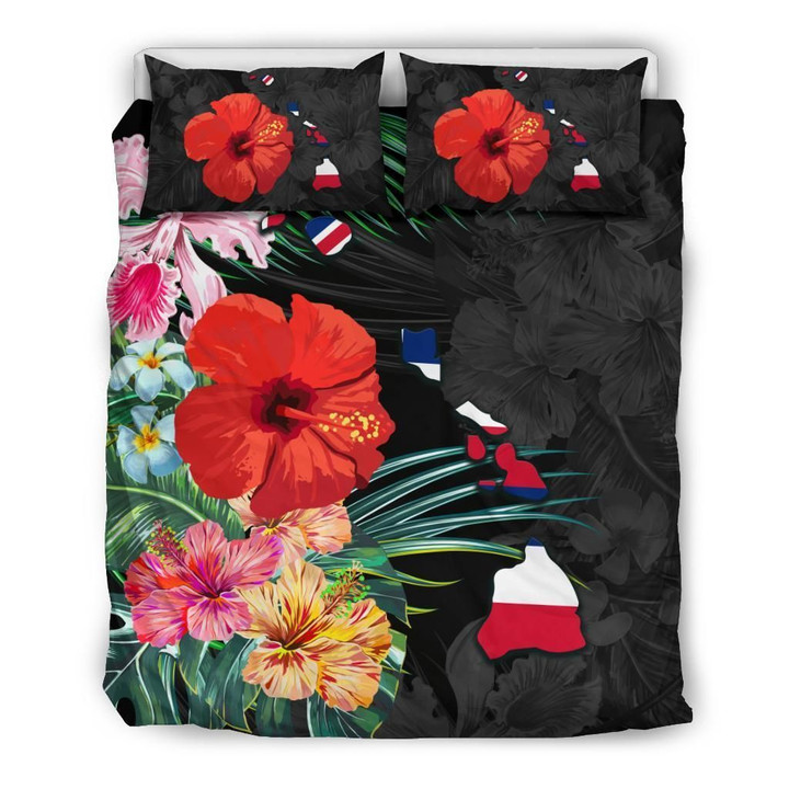 Alohawaii Bedding Set - Cover and Pillow Cases Hawaiian Map Hawaii Flag Hibiscus Polynesian | Alohawaii.co