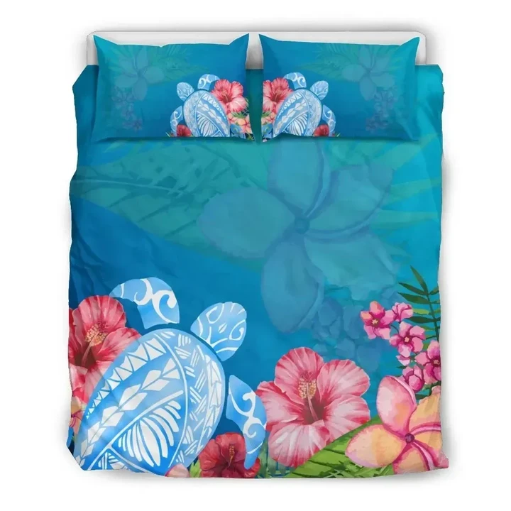 Alohawaii Bedding Set - Cover and Pillow Cases Hawaiian Turtle Hibiscus And Plumeria Polynesian | Alohawaii.co