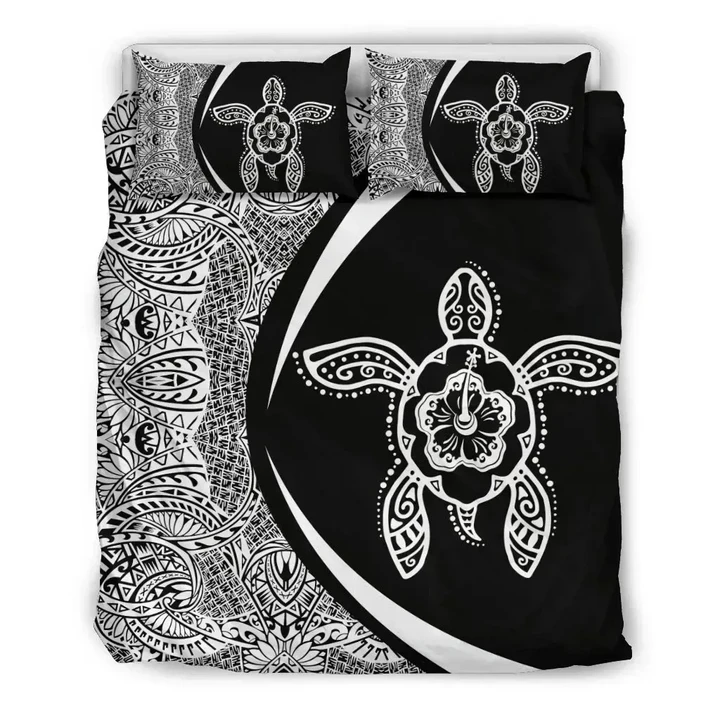 Alohawaii Bedding Set - Cover and Pillow Cases Hawaiian Hibiscus Turtle Polynesian  Circle Style White -AH  | Alohawaii.co