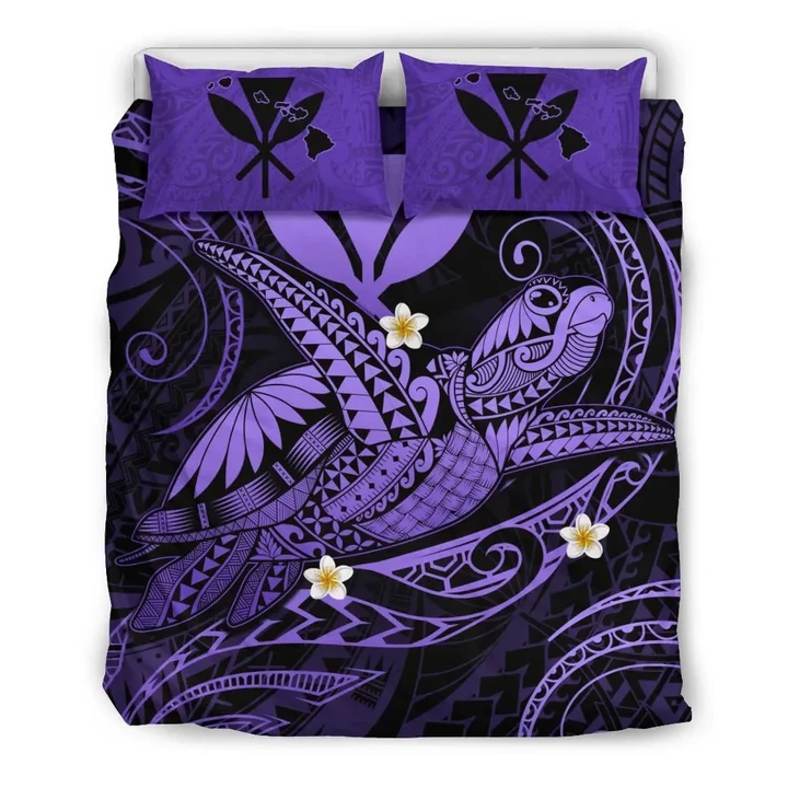 Alohawaii Home Set - Hawaii Turtle Polynesian Bedding Set - Nane Style Purple - AH - J4