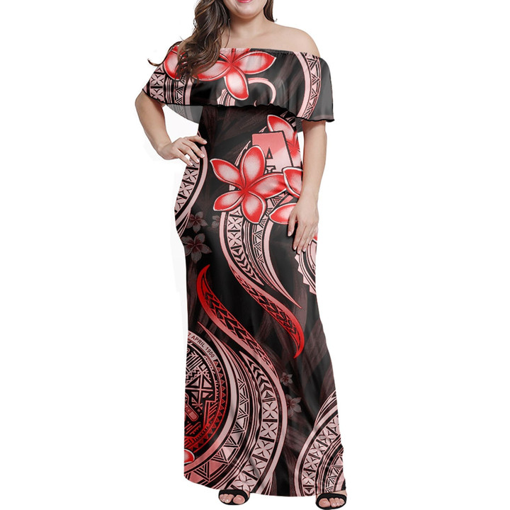 Alohawaii Dress - American Samoa 684 Siapo Off Shoulder Long Dress
