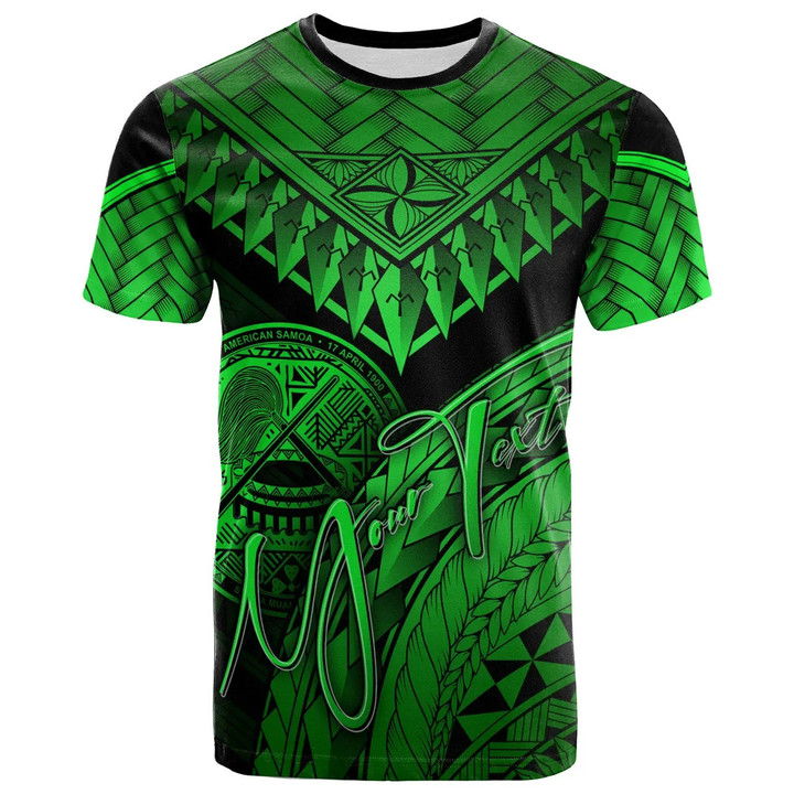 American Samoa Custom Personalised T-Shirt Green - Polynesian Necklace and Lauhala