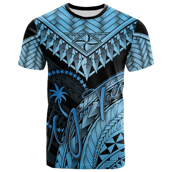 Chuuk Custom Personalised T-Shirt Blue - Polynesian Necklace and Lauhala