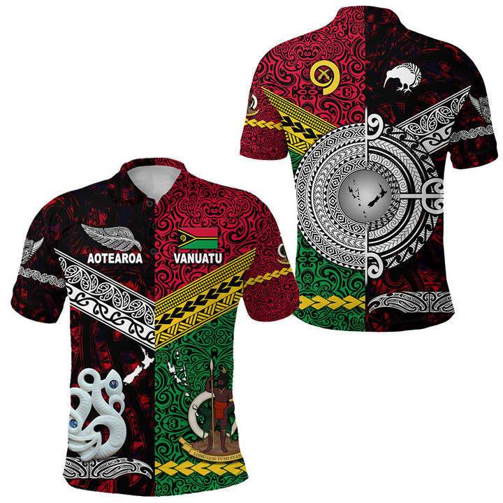 Vanuatu And New Zealand Polo Shirt Together - Red