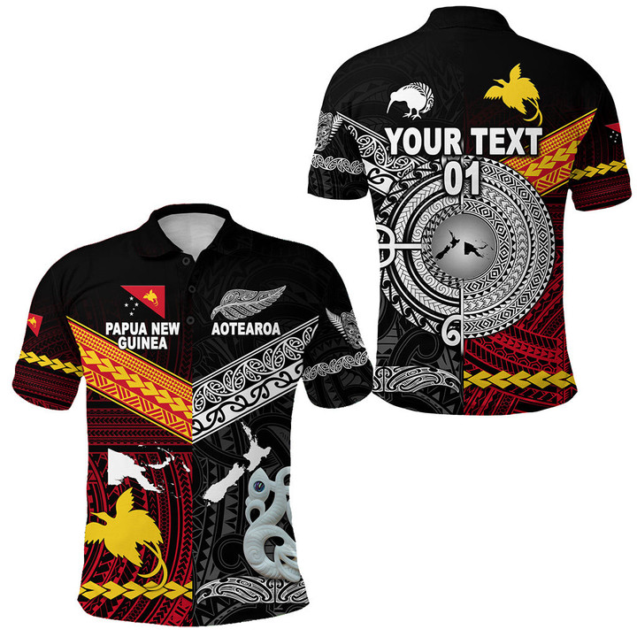 (Custom Personalised) New Zealand Maori Aotearoa Papua New Guinea Polynesian Together Polo Shirt, Custom Text And Number