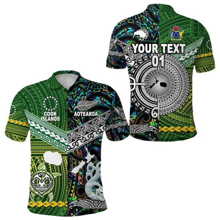 (Custom Personalised) New Zealand Maori Aotearoa Polo Shirt Cook Islands Together - Paua Shell, Custom Text And Number