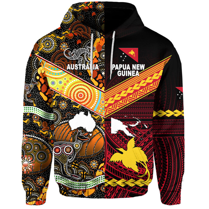 Papua New Guinea And Australia Aboriginal Hoodie Together