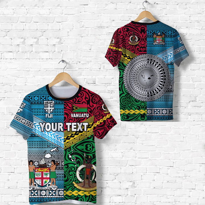 (Custom Personalised) Vanuatu And Fiji T Shirt Together - Bright Color