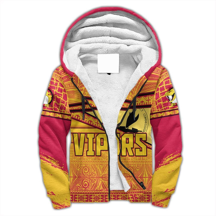 Alohawaii Clothing - Port Moresby Vipers Sherpa Hoodie Flag Tapa Pattern Stronic Style J10