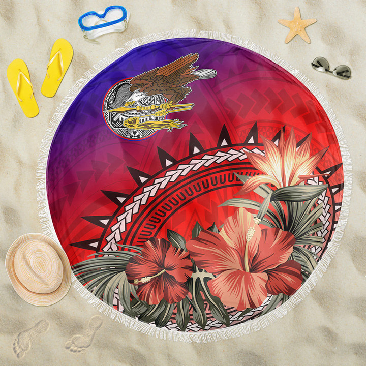 Alohawaii Beach Blanket - American Samoa Hibiscus Polynesian Beach Blanket | Alohawaii
