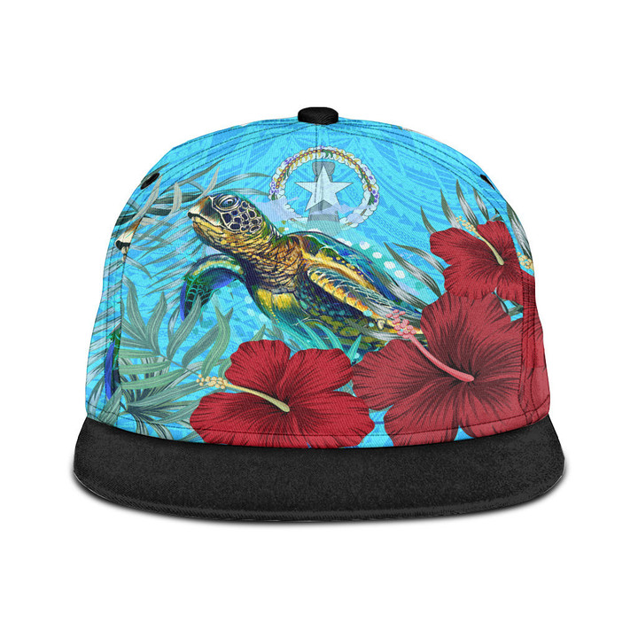 Alohawaii Snapback Hat - Northern Mariana Islands Turtle Hibiscus Ocean Snapback Hat | Alohawaii
