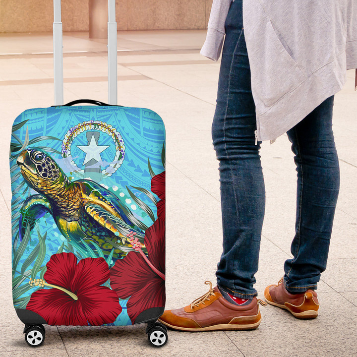 Alohawaii Luggage Covers - Northern Mariana Islands Turtle Hibiscus Ocean Luggage Covers | Alohawaii
