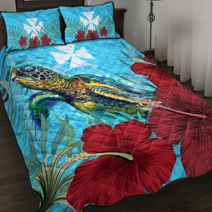 Alohawaii Quilt Bed Set - Wallis and Futuna Turtle Hibiscus Ocean Quilt Bed Set | Alohawaii
